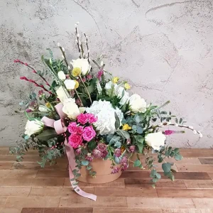 Bombonera Blanca y fucsia