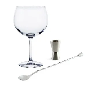 Set 4 copas Gin Tonic + cuchara + medidor