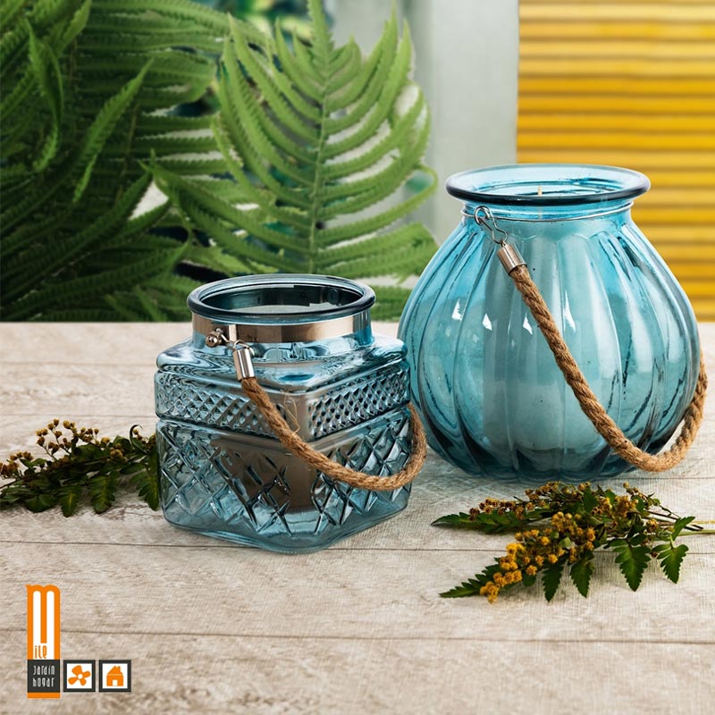 Porta velas cristal azul - Imagen 3