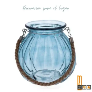 Porta velas cristal azul