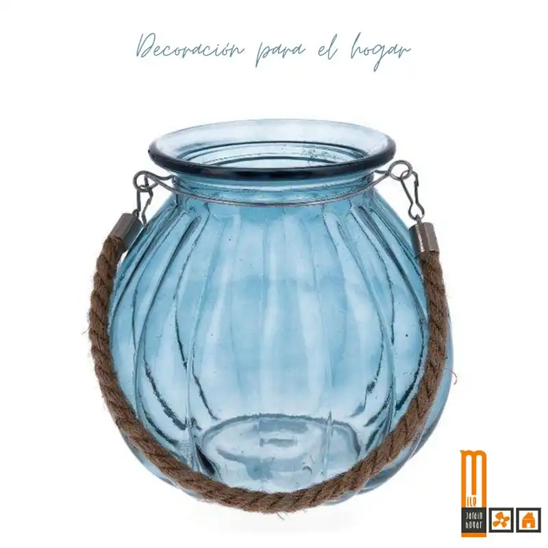 Porta velas cristal azul