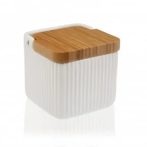 Salero ceramica rayas Blanco/Gris