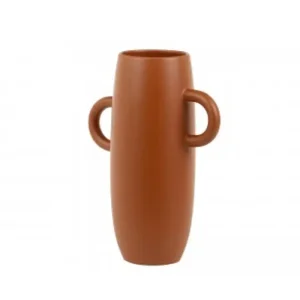 Florero cerámica asas terracota mate 24x11x30