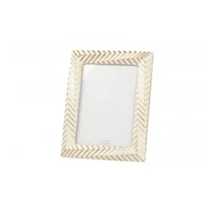 Portafotos resina dorado blanco 13x18cm.