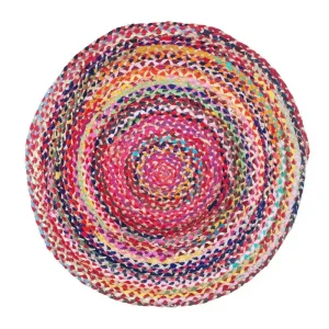 Alfombra 90cm. trenzada multicolor