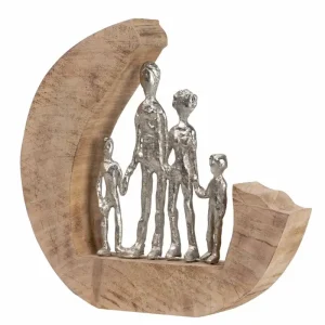Figura familia aluminio madera mango