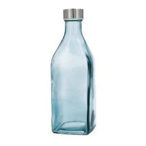 Botella agua cuadrada vidrio con tapón