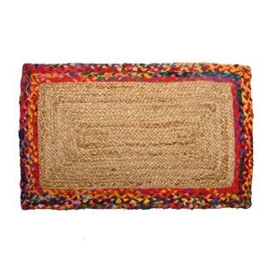 ALFOMBRA YUTE TRENZADA MULTICOLOR 70X 120 CM